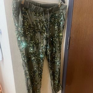 Pre-owned J.Crew sequined camouflage pants Green 4